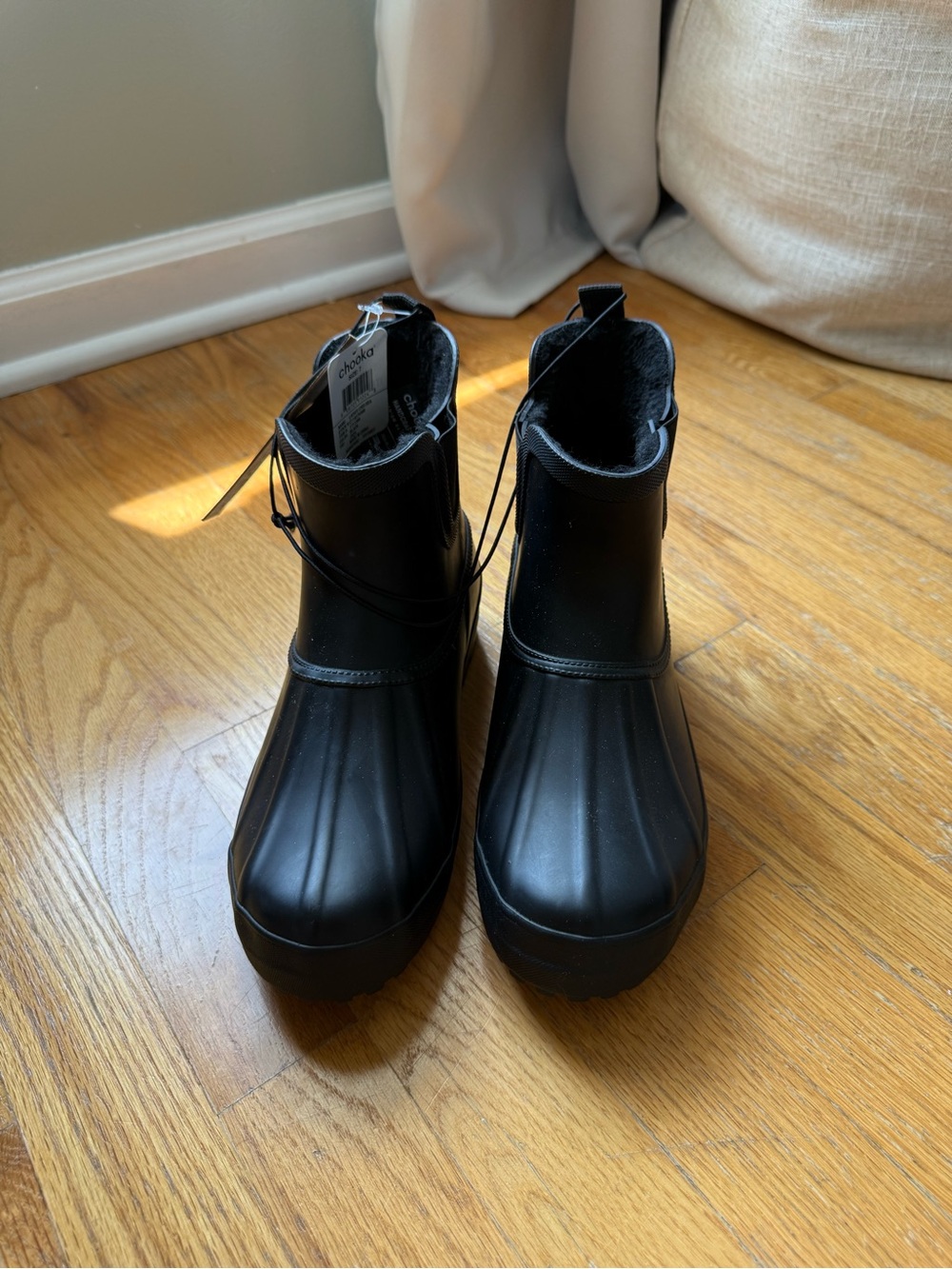 Chooka Waterproof Chelsea Rain Boots Black Faux‎ Fur Lined NWT Women’s 7